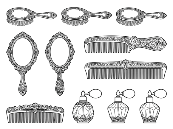 Download Vintage Vanity Set Clipart - Set Collection
