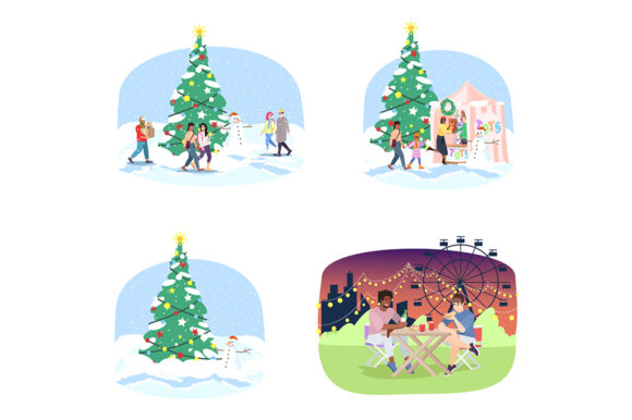 Download Fun Fair Flat Vector Illustrations Set - Set Collection