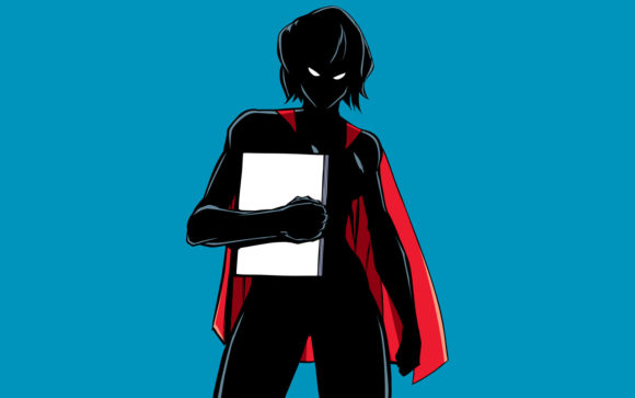 Download Superheroine Holding Book Silhouette - Book silhouette Collection