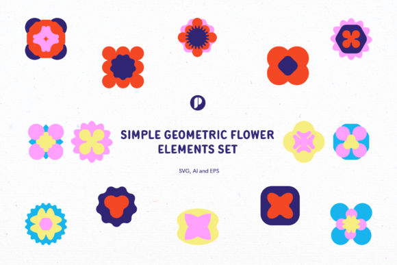 Download Simple Geometric Flower Elements Set - Set Collection