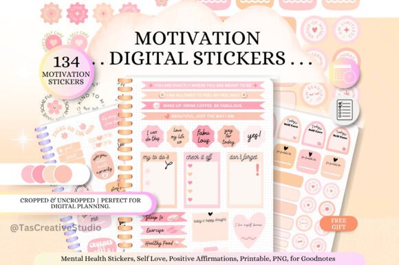 Download Pink Mental Health Digital Stickers Set - Set Collection
