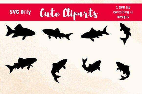 Download Shark Silhouette Set – Multiple Poses Ma - Set Collection