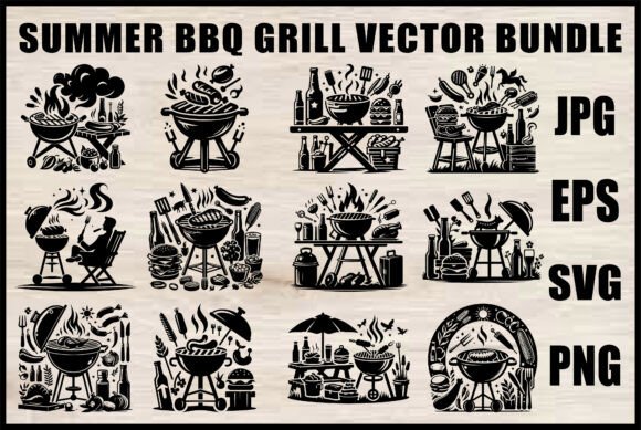 Download Black BBQ Grill SVG Set - Set Collection