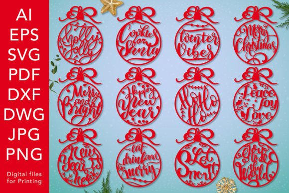 Download Christmas Balls Set with Best Wishes - Set Collection