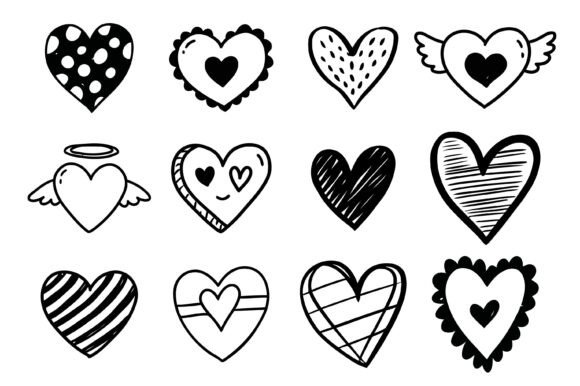 Download Hand-Drawn Hearts Clipart Set - Set Collection