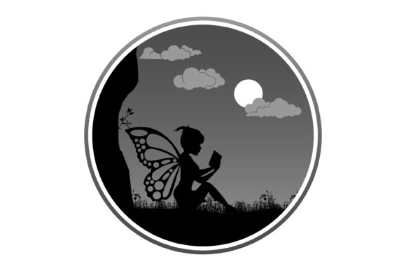 Download Cute Fairy Reading a Book Silhouette - Book silhouette Collection