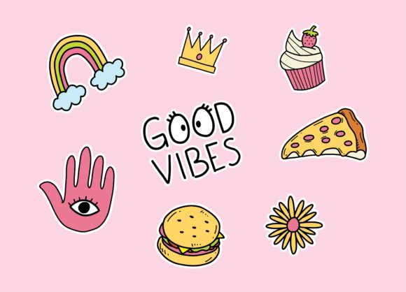 Download Set of Cute Sticker Design - Set Collection