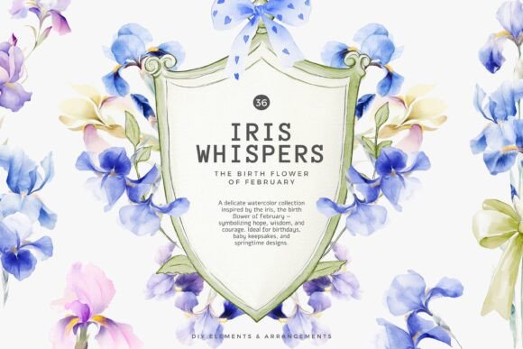 Download Birthday Flower Blue Iris Clipart Set - Set Collection