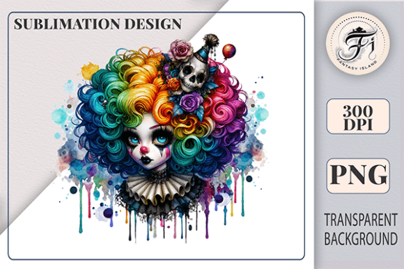 Download Watercolor Gothic Clown Sublimation PNG - Premium Resources