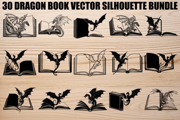Download Dragon Book Silhouette Bundle - Book silhouette Collection