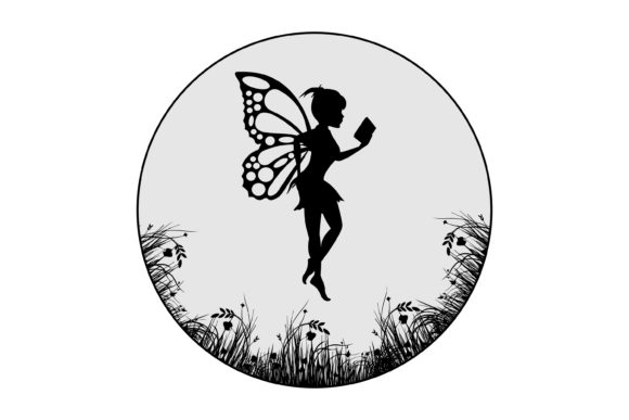 Download Cute Fairy Reading a Book Silhouette - Book silhouette Collection